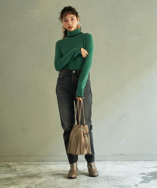 coen(コーエン)の「ハシカラーリブタートル(WEB限定カラー)(ニット/セーター・レディース・ダークグリーン/ダークグレー/ケリー/イエロー/ブラック/オフホワイト/ベージュ・M/L)」の14枚目の写真