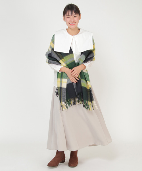 LBC（エルビーシー）の「抗菌加工チェックマフラー（マフラー・レディース・ベージュ/グレー/レッド/ピンク/ブルー/グリーン・FREE）」の11枚目の写真