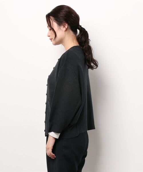 apartment department（アパートメントデパートメント）の「ミラノリブ ポケット付きカーディガン（カーディガン/ボレロ・レディース・グレイッシュベージュ/ブラック・M）」の11枚目の写真