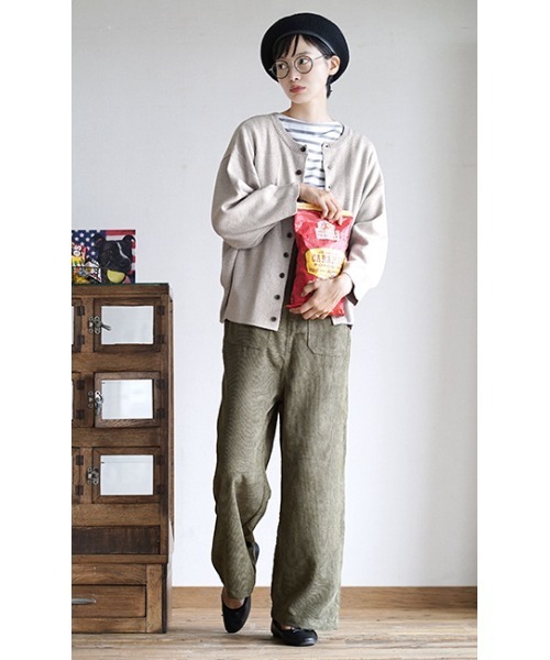 apartment department（アパートメントデパートメント）の「ミラノリブ ポケット付きカーディガン（カーディガン/ボレロ・レディース・グレイッシュベージュ/ブラック・M）」の9枚目の写真