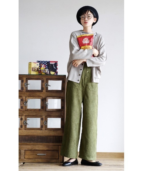 apartment department（アパートメントデパートメント）の「ミラノリブ ポケット付きカーディガン（カーディガン/ボレロ・レディース・グレイッシュベージュ/ブラック・M）」の3枚目の写真