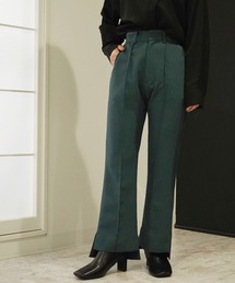 【低身長向けサイズ】レザーパイピングフレアパンツ