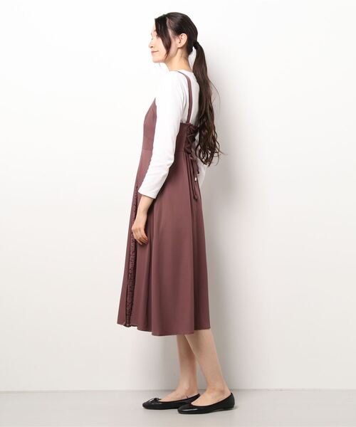 MISCH MASCH（ミッシュマッシュ）の「レース切替ジャンパースカート（ジャンパースカート・レディース・ライトブルー/ブラック/モカ・MEDIUM）」の4枚目の写真