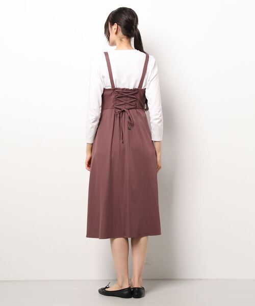 MISCH MASCH（ミッシュマッシュ）の「レース切替ジャンパースカート（ジャンパースカート・レディース・ライトブルー/ブラック/モカ・MEDIUM）」の5枚目の写真