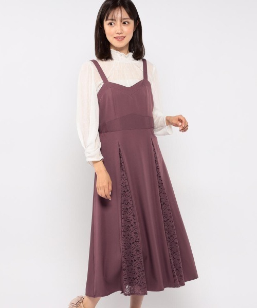 MISCH MASCH（ミッシュマッシュ）の「レース切替ジャンパースカート（ジャンパースカート・レディース・ライトブルー/ブラック/モカ・MEDIUM）」の2枚目の写真