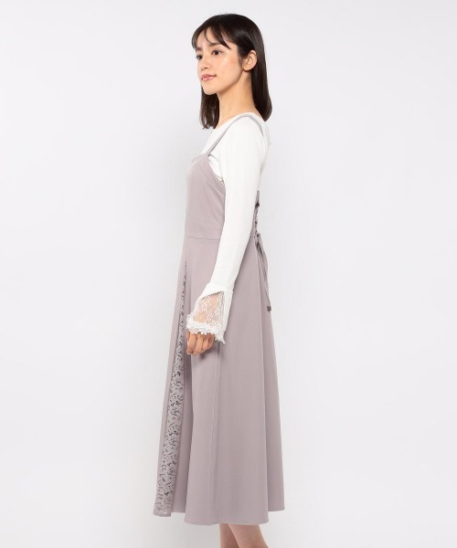 MISCH MASCH（ミッシュマッシュ）の「レース切替ジャンパースカート（ジャンパースカート・レディース・ライトブルー/ブラック/モカ・MEDIUM）」の6枚目の写真