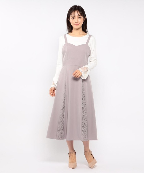 MISCH MASCH（ミッシュマッシュ）の「レース切替ジャンパースカート（ジャンパースカート・レディース・ライトブルー/ブラック/モカ・MEDIUM）」の12枚目の写真