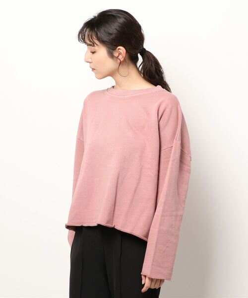 Samansa Mos2(サマンサ モスモス)の「ピグメント加工裏毛バックロゴ刺繍スウェット(スウェット・レディース・グリーン/ネイビー/ピンク/ブラウン/ベージュ/マスタード・フリ-)」の15枚目の写真