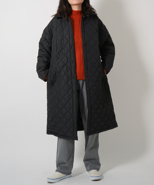 VENCEEXCHANGE(ヴァンスエクスチェンジ)の「【WEB限定】マイクロタフタキルティングロングジャケット(ステンカラーコート・レディース・ブラック/ダークグリーン・M)」の7枚目の写真