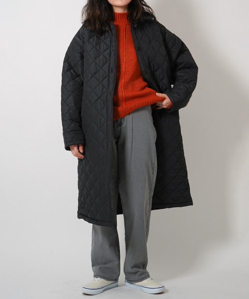 VENCEEXCHANGE(ヴァンスエクスチェンジ)の「【WEB限定】マイクロタフタキルティングロングジャケット(ステンカラーコート・レディース・ブラック/ダークグリーン・M)」の11枚目の写真