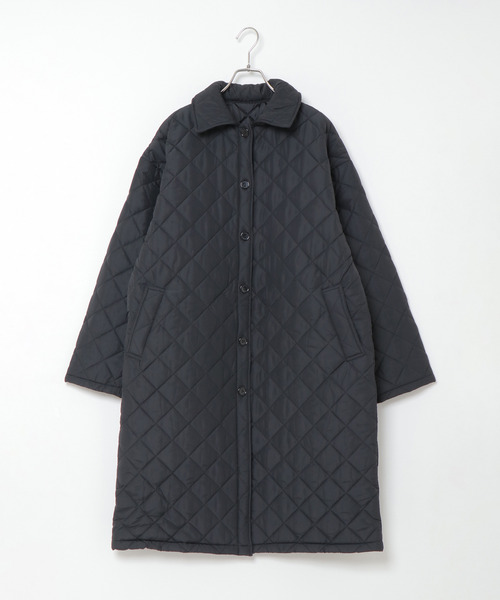 VENCEEXCHANGE(ヴァンスエクスチェンジ)の「【WEB限定】マイクロタフタキルティングロングジャケット(ステンカラーコート・レディース・ブラック/ダークグリーン・M)」の12枚目の写真