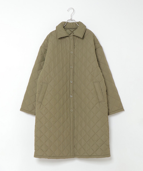 VENCEEXCHANGE(ヴァンスエクスチェンジ)の「【WEB限定】マイクロタフタキルティングロングジャケット(ステンカラーコート・レディース・ブラック/ダークグリーン・M)」の13枚目の写真