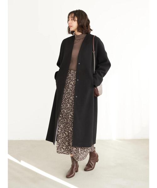 earth music&ecology(アースミュージックアンドエコロジー)の「Vネックコート*(チェスターコート・レディース・ライトベージュ/モカ/ブラック/ミント・M/L)」の5枚目の写真