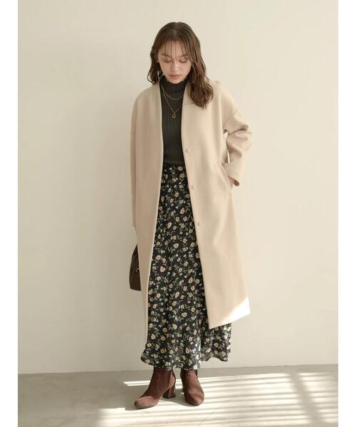 earth music&ecology(アースミュージックアンドエコロジー)の「Vネックコート*(チェスターコート・レディース・ライトベージュ/モカ/ブラック/ミント・M/L)」の6枚目の写真