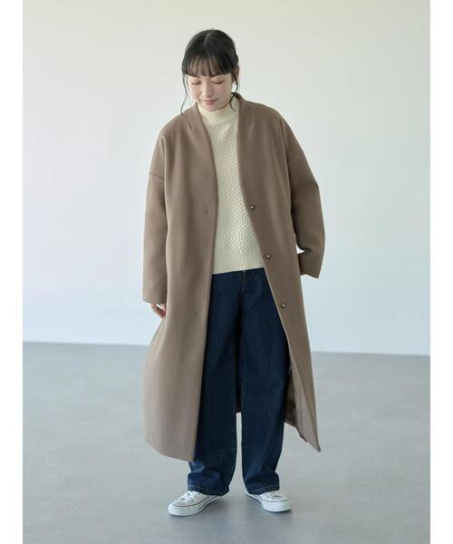 earth music&ecology(アースミュージックアンドエコロジー)の「Vネックコート*(チェスターコート・レディース・ライトベージュ/モカ/ブラック/ミント・M/L)」の7枚目の写真