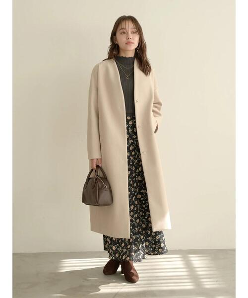 earth music&ecology(アースミュージックアンドエコロジー)の「Vネックコート*(チェスターコート・レディース・ライトベージュ/モカ/ブラック/ミント・M/L)」の8枚目の写真