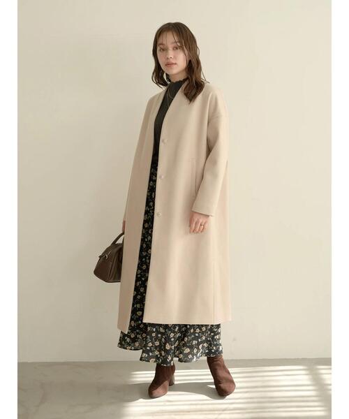 earth music&ecology(アースミュージックアンドエコロジー)の「Vネックコート*(チェスターコート・レディース・ライトベージュ/モカ/ブラック/ミント・M/L)」の11枚目の写真