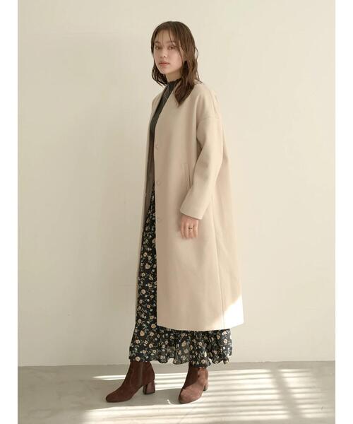 earth music&ecology(アースミュージックアンドエコロジー)の「Vネックコート*(チェスターコート・レディース・ライトベージュ/モカ/ブラック/ミント・M/L)」の12枚目の写真