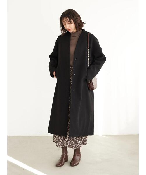 earth music&ecology(アースミュージックアンドエコロジー)の「Vネックコート*(チェスターコート・レディース・ライトベージュ/モカ/ブラック/ミント・M/L)」の19枚目の写真