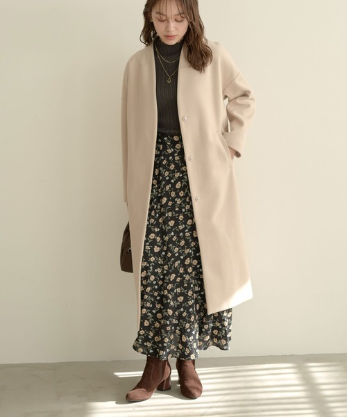 earth music&ecology(アースミュージックアンドエコロジー)の「Vネックコート*(チェスターコート・レディース・ライトベージュ/モカ/ブラック/ミント・M/L)」の3枚目の写真