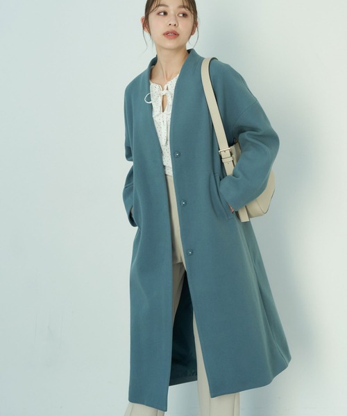 earth music&ecology(アースミュージックアンドエコロジー)の「Vネックコート*(チェスターコート・レディース・ライトベージュ/モカ/ブラック/ミント・M/L)」の4枚目の写真