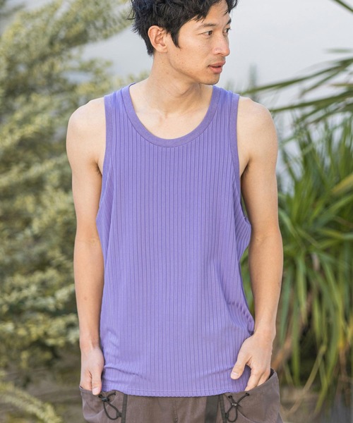 CALL&RESPONSE（コールアンドレスポンス）の「mta465-トタンリブ-タンクトップ（タンクトップ・メンズ・ホワイト/カーキ/ブラック/ベージュ/パープル・2/4）」の5枚目の写真