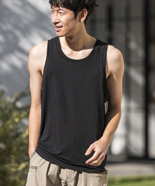 CALL&RESPONSE（コールアンドレスポンス）の「mta465-トタンリブ-タンクトップ（タンクトップ・メンズ・ホワイト/カーキ/ブラック/ベージュ/パープル・2/4）」の3枚目の写真