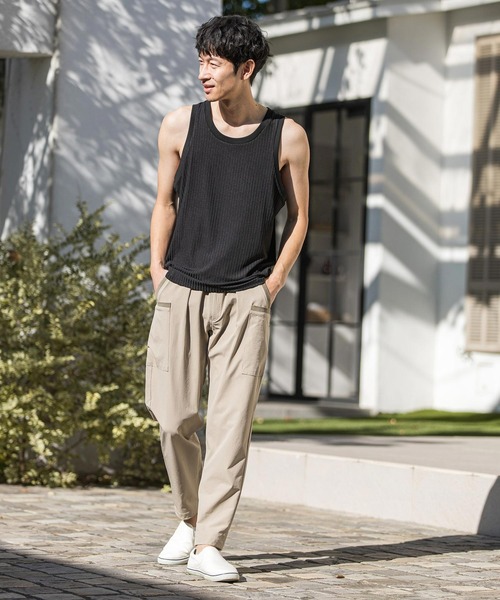 CALL&RESPONSE（コールアンドレスポンス）の「mta465-トタンリブ-タンクトップ（タンクトップ・メンズ・ホワイト/カーキ/ブラック/ベージュ/パープル・2/4）」の15枚目の写真