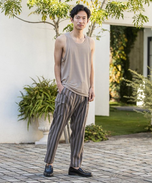 CALL&RESPONSE（コールアンドレスポンス）の「mta465-トタンリブ-タンクトップ（タンクトップ・メンズ・ホワイト/カーキ/ブラック/ベージュ/パープル・2/4）」の9枚目の写真