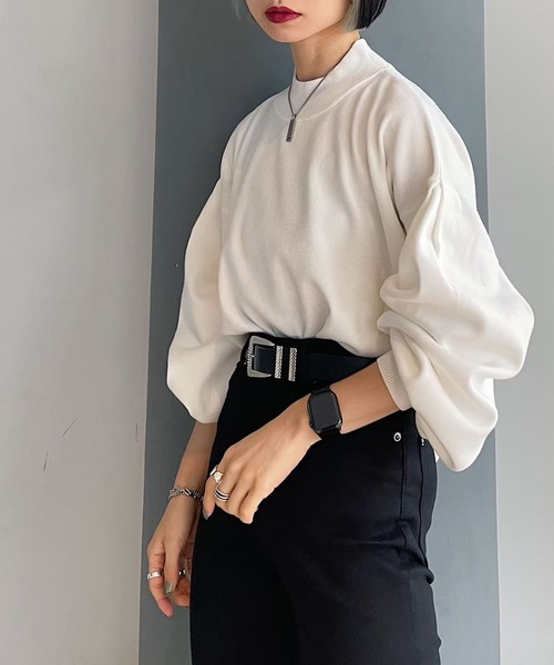 PAGEBOY(ページボーイ)の「ハイネックボリュームプルオーバー(ニット/セーター・レディース・パープル/ブラウン/オフホワイト/グレイッシュベージュ/ブルー系その他/グリーン系その他7/ブラック・FREE)」の15枚目の写真