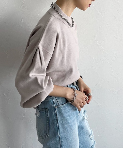 PAGEBOY(ページボーイ)の「ハイネックボリュームプルオーバー(ニット/セーター・レディース・パープル/ブラウン/オフホワイト/グレイッシュベージュ/ブルー系その他/グリーン系その他7/ブラック・FREE)」の14枚目の写真