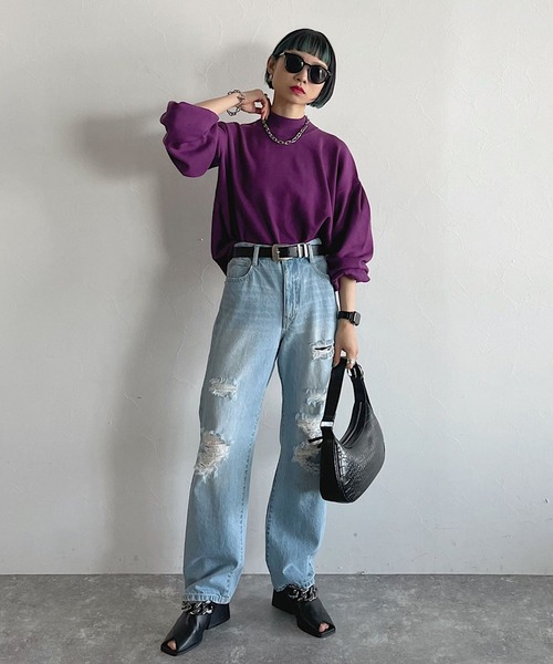 PAGEBOY(ページボーイ)の「ハイネックボリュームプルオーバー(ニット/セーター・レディース・パープル/ブラウン/オフホワイト/グレイッシュベージュ/ブルー系その他/グリーン系その他7/ブラック・FREE)」の12枚目の写真