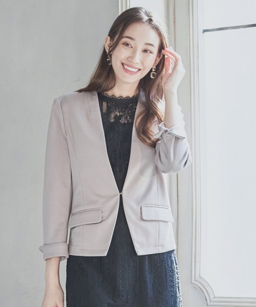 セール レディース ジャケット Vネック ノーカラー 長袖 タイト結婚式 二次会 オフィス 通勤 ドレス Dress Plus ドレスプラス のファッション通販 Zozotown