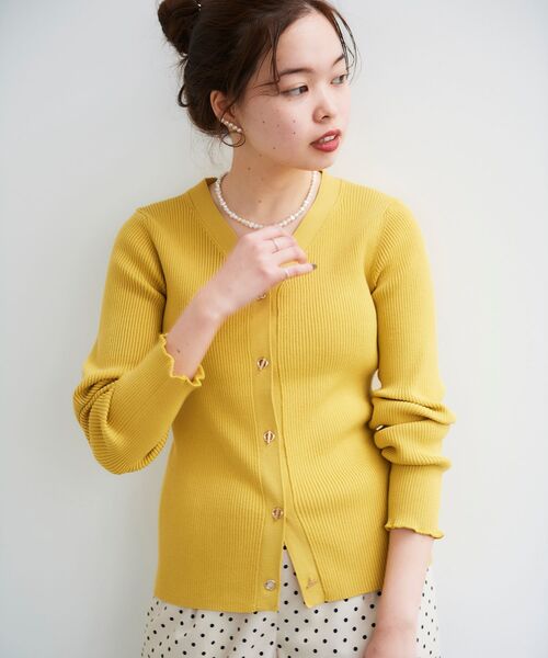 le.coeur blanc(ルクールブラン)の「ハトメ付きリブニットカーディガン(カーディガン/ボレロ・レディース・アイボリー/ホワイト系その他/イエロー/ネイビー・38)」の14枚目の写真