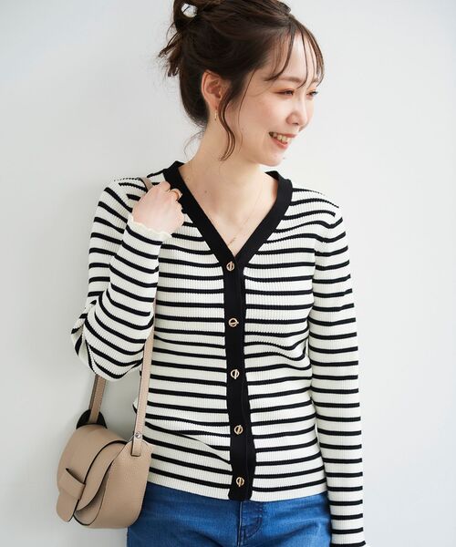 le.coeur blanc(ルクールブラン)の「ハトメ付きリブニットカーディガン(カーディガン/ボレロ・レディース・アイボリー/ホワイト系その他/イエロー/ネイビー・38)」の22枚目の写真