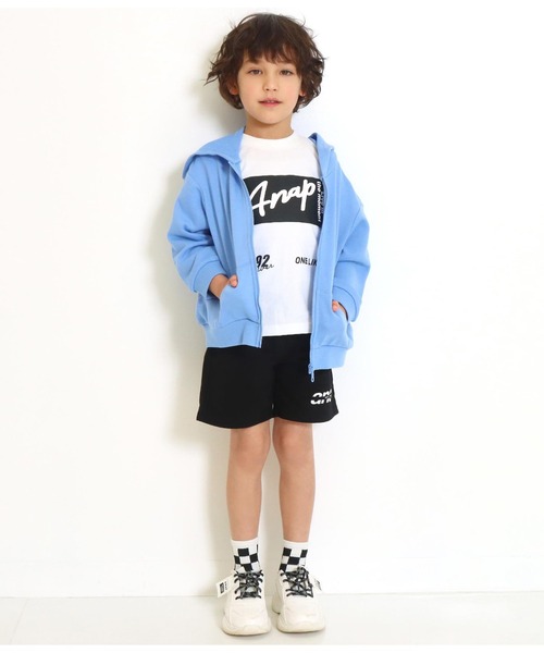 ANAP kids（アナップキッズ）の「8色展開ミニ裏毛パーカー（パーカー・キッズ・ライトグレー/ベージュ/オフホワイト/ピンク/オレンジ/ブルー/ラベンダー/イエロー×グリーン・90cm/110cm/100cm/120cm/130cm）」の22枚目の写真