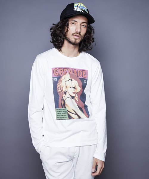 HYSTERIC GLAMOUR（ヒステリックグラマー）の「CL/MAGAZINE COVER pt T-SH（Tシャツ/カットソー・メンズ・ホワイト/ピンク/ブラック・SMALL/MEDIUM/LARGE）」の2枚目の写真