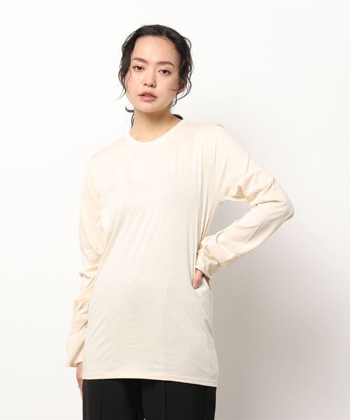 WALANCE（ワランス）の「オーガニックコットンジャージートップス/WALANCE（Tシャツ/カットソー・レディース・アイボリー/ホワイト/スミクロ/サンドベージュ/セージグリーン・MEDIUM）」の5枚目の写真