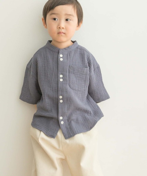 URBAN RESEARCH DOORS(アーバンリサーチドアーズ)の「Wガーゼバンドカラーシャツ(KIDS)(シャツ/ブラウス・キッズ・ベージュ/ブルー・135/105/120)」の2枚目の写真