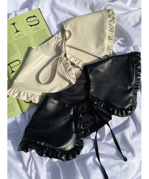 WC(ダブル シー)の「フェイクレザー付け襟(付け襟・レディース・ホワイト/ブラック・FREE)」の9枚目の写真