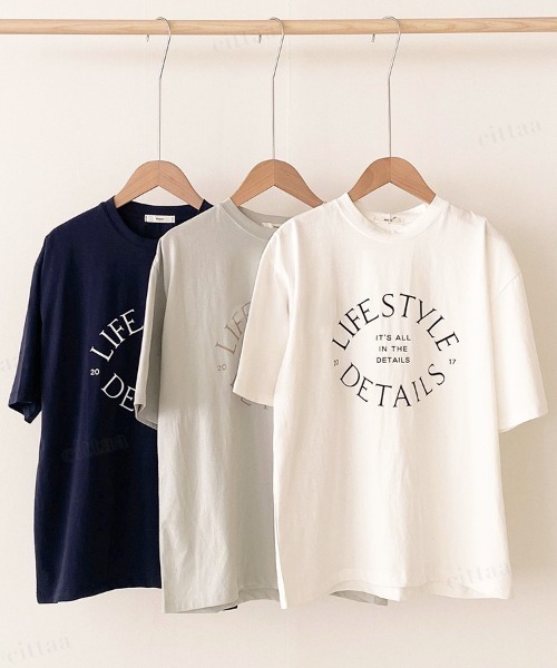 Dalfwin（ダールフィン）の「2022 S/S 春夏 韓国ファッション Tシャツ半袖レディース LIFEプリントTシャツ（Tシャツ/カットソー・レディース・ネイビー/アイボリー/ミント・FREE）」の13枚目の写真