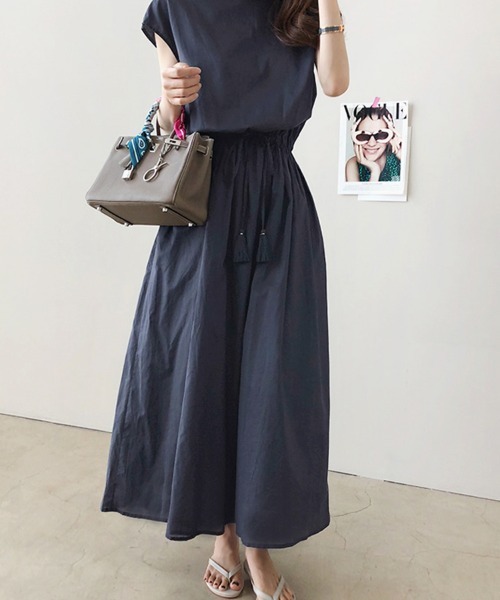 Doux Belle(ドゥーベル)の「フレンチ袖フレアワンピース(ワンピース・レディース・ライトブルー/ブラック/ダークグリーン/ベージュ/ネイビー/カーキ/オレンジ/グリーン・MEDIUM/LARGE/X-LARGE)」の10枚目の写真