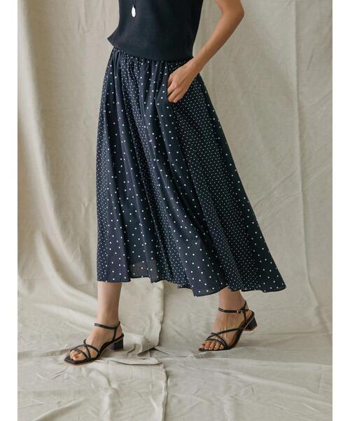 AMERICAN HOLIC（アメリカンホリック）の「切り替えフレアイレヘムスカート（スカート・レディース・ドット/ストライプ・L/M）」の5枚目の写真