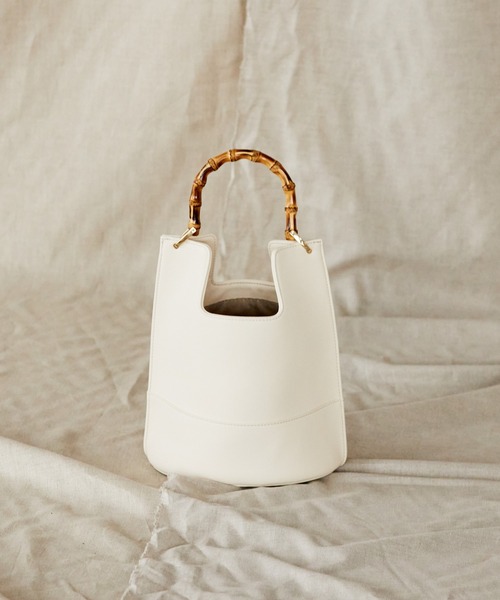 AMERICAN HOLIC（アメリカンホリック）の「バンブーハンドルバッグ（ハンドバッグ・レディース・アイボリー/ブラック/グリーン・FREE）」の2枚目の写真