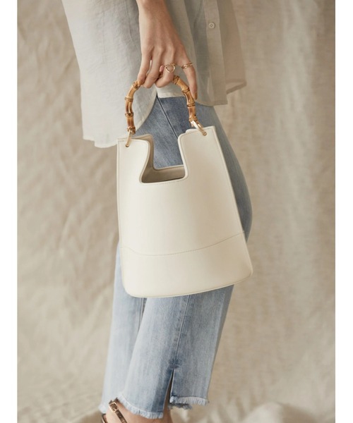 AMERICAN HOLIC（アメリカンホリック）の「バンブーハンドルバッグ（ハンドバッグ・レディース・アイボリー/ブラック/グリーン・FREE）」の4枚目の写真