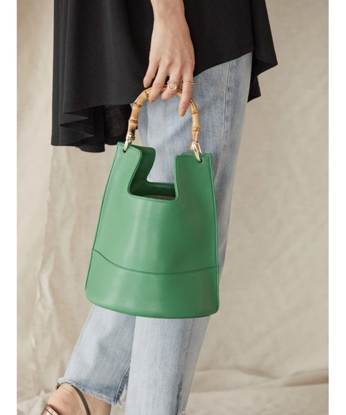 AMERICAN HOLIC（アメリカンホリック）の「バンブーハンドルバッグ（ハンドバッグ・レディース・アイボリー/ブラック/グリーン・FREE）」の13枚目の写真