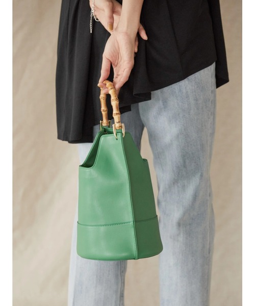 AMERICAN HOLIC（アメリカンホリック）の「バンブーハンドルバッグ（ハンドバッグ・レディース・アイボリー/ブラック/グリーン・FREE）」の14枚目の写真