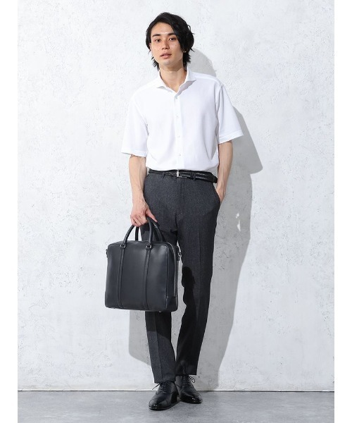 Perfect Suit FActory（パーフェクトスーツファクトリー）の「【サステナブル】前開きビズポロシャツ　ホワイト/ブラック/ベージュ/ネイビー（ポロシャツ・メンズ・ブラック/ホワイト/ネイビー/ベージュ・S/L/LL/M）」の20枚目の写真