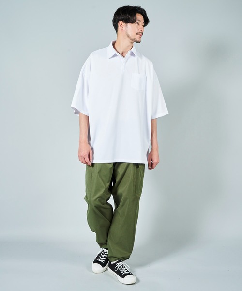 ADPOSION（アドポーション）の「梨地ビッグシルエットポロシャツ（ポロシャツ・メンズ・ブラック/ブラウン/ホワイト/グレー系1/ライトグレー/チャコールグレー・MEDIUM/LARGE）」の8枚目の写真