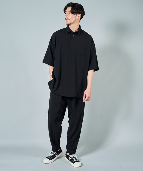 ADPOSION（アドポーション）の「梨地ビッグシルエットポロシャツ（ポロシャツ・メンズ・ブラック/ブラウン/ホワイト/グレー系1/ライトグレー/チャコールグレー・MEDIUM/LARGE）」の11枚目の写真